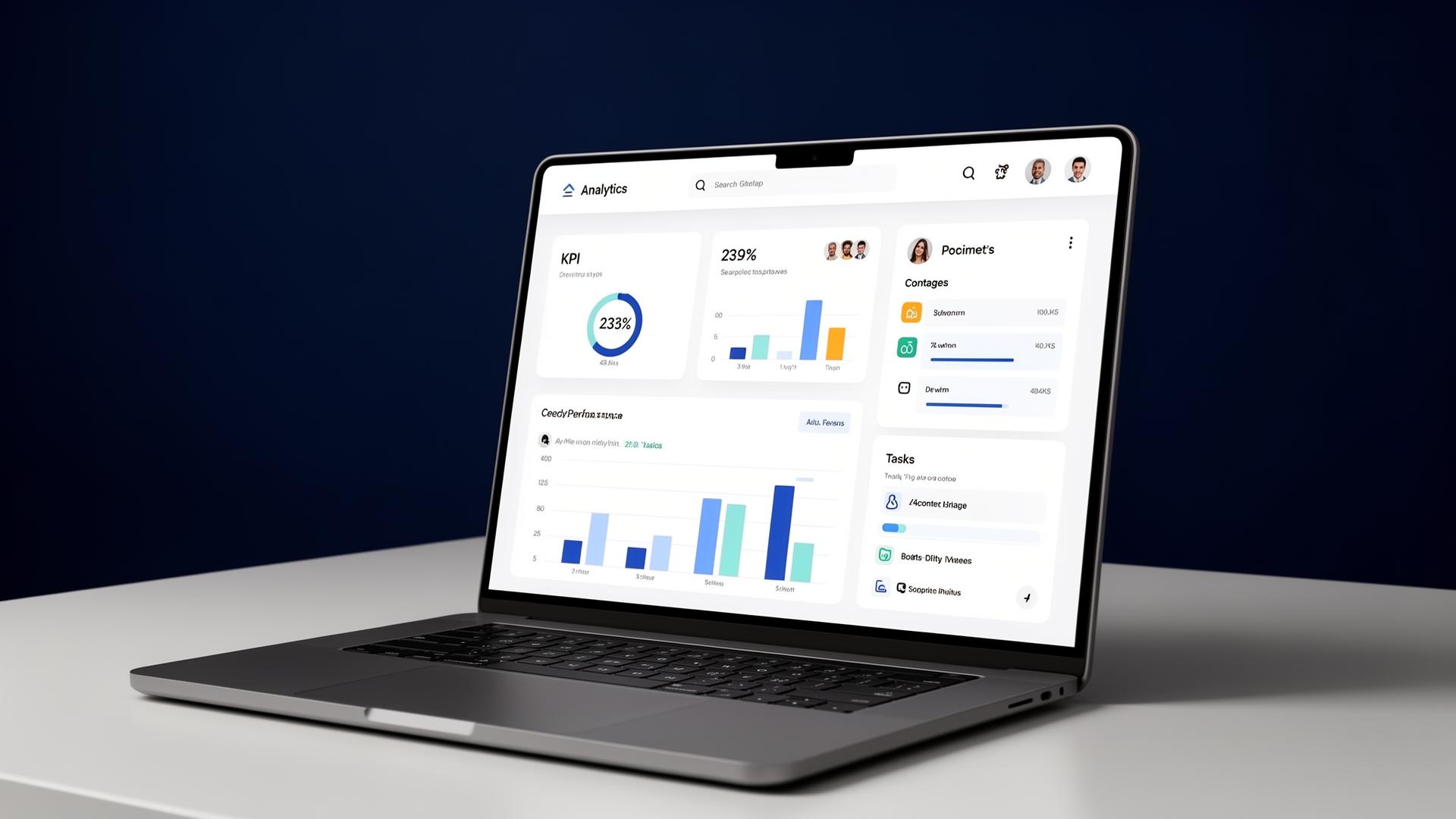 BMTS dashboard mockup with KPI charts